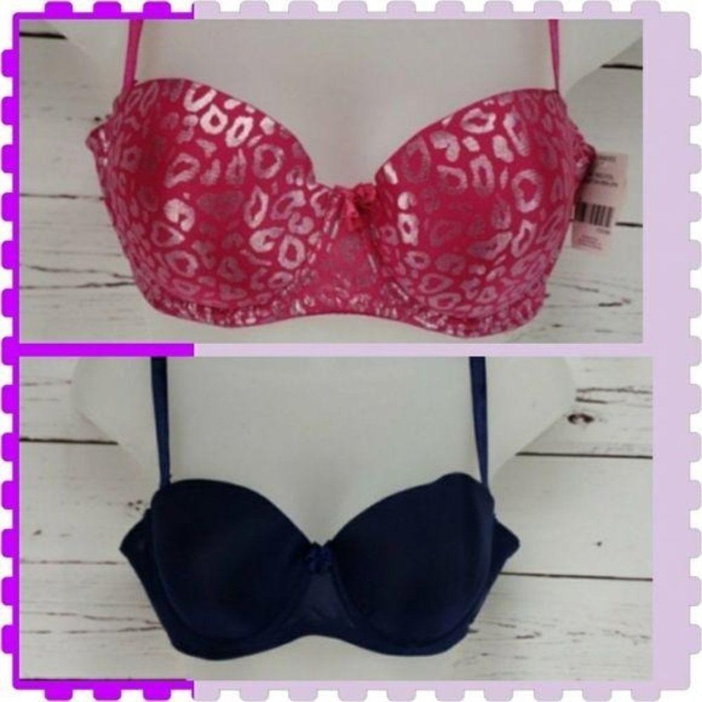 Mix & Co Women's 2 Pack Lightly‎ Padded Bra Set Animal Print 34C